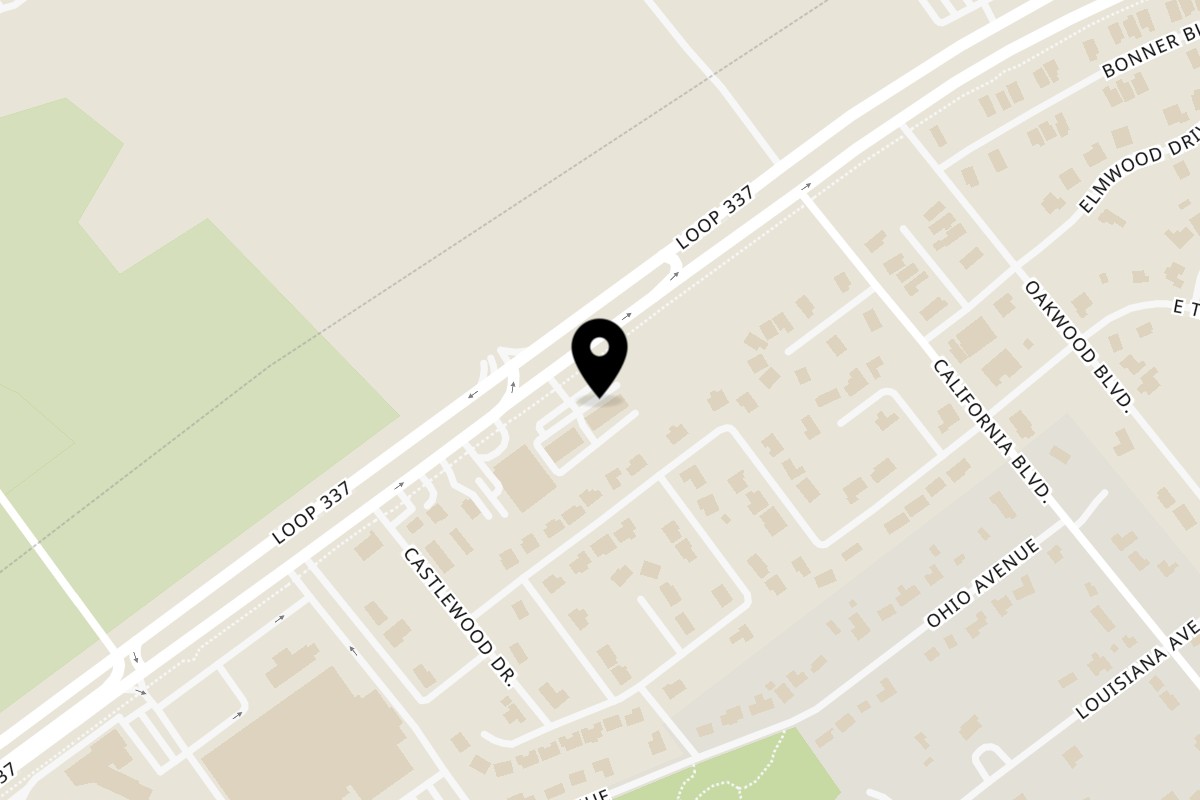 Map showing the location of New York Pizza Pub on 2345 TX-337 Loop in New Braunfels
